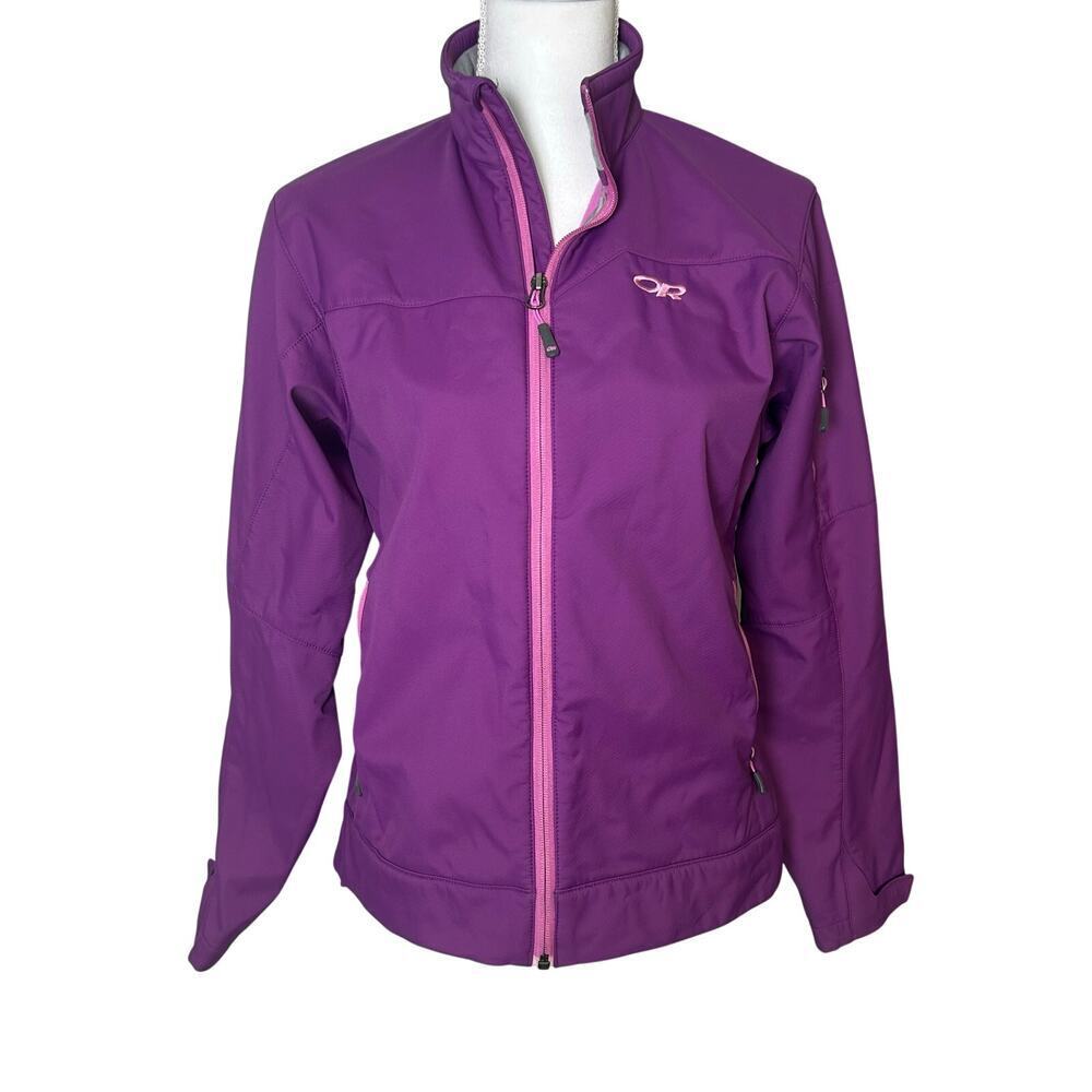 Outdoor Research women's soft shell fleece lined full zip purple jacket size M
